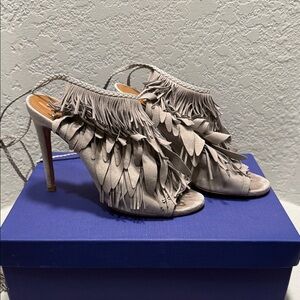 Aquazzura Fringed Gray Women's Heels